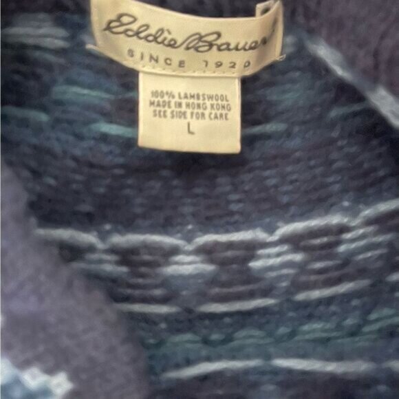 Eddie Bauer vintage blue 100% virgin wool women’s mock turtleneck sweater sz L - Picture 4 of 6